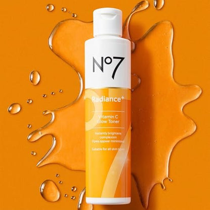 No7 Radiance+ Vitamin C Glow Toner – 2% Vitamin C Complex with Willow Bark & Aloe Vera – AHA Exfoliant for Smoother Skin – Hydrating Face Toner (6.7 fl oz) Avelisse