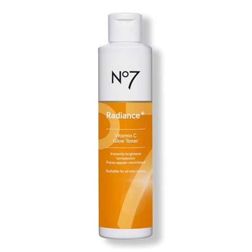 No7 Radiance+ Vitamin C Glow Toner – 2% Vitamin C Complex with Willow Bark & Aloe Vera – AHA Exfoliant for Smoother Skin – Hydrating Face Toner (6.7 fl oz) Avelisse