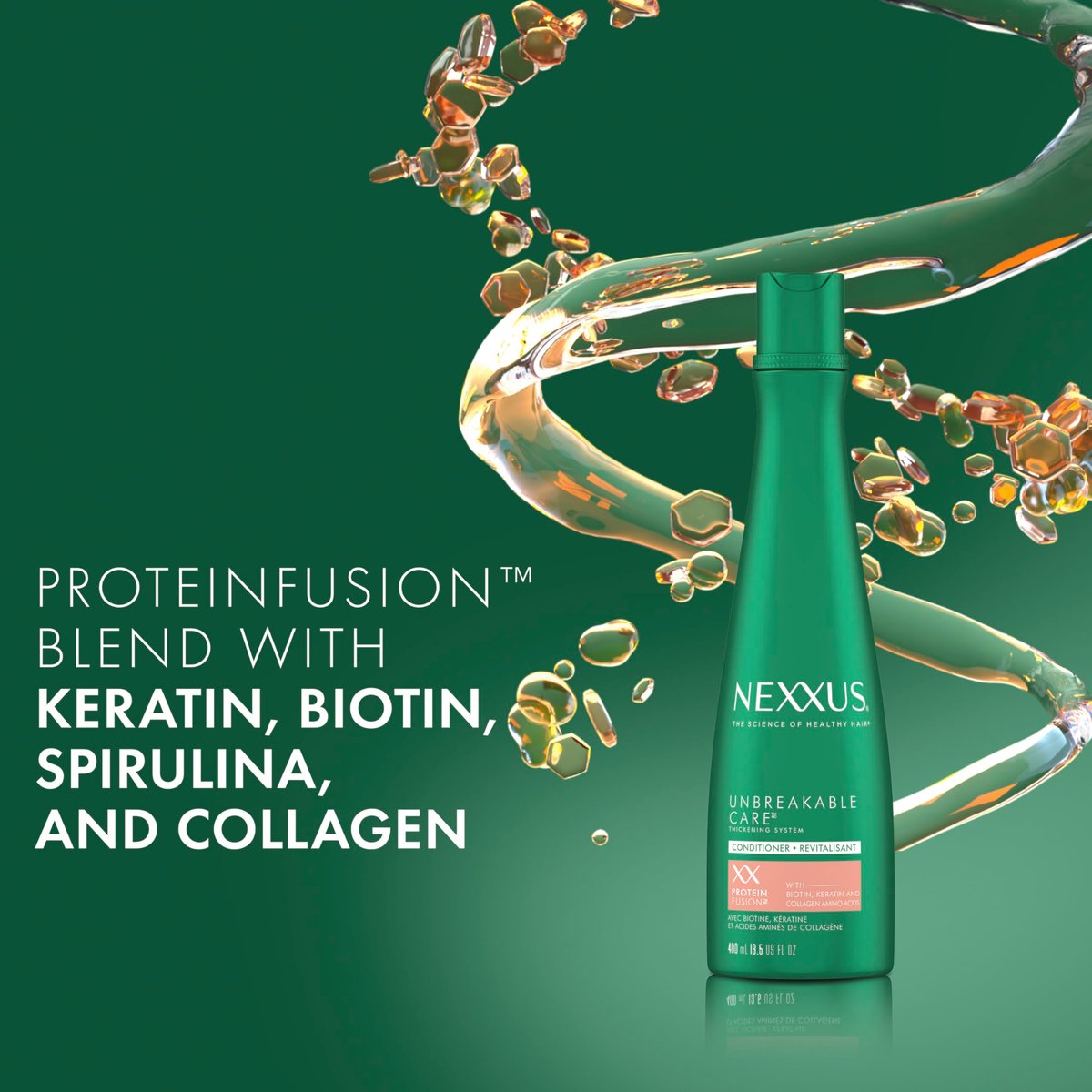 Nexxus Unbreakable Anti Breakage Conditioner for Fine and Thin Hair - Strengthening with DURAPLEX FORTIFIER Technology and Thickening Complex, 13.5 Fl Oz - görsel 7