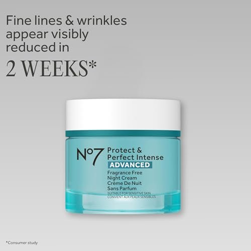 No7 Protect & Perfect Intense Advanced Night Cream Fragrance Free - Vitamin E & Shea Butter Face Cream - Fine Line Reducing Moisturizer with Collagen Peptide Technology (1.69 fl oz) - görsel 4