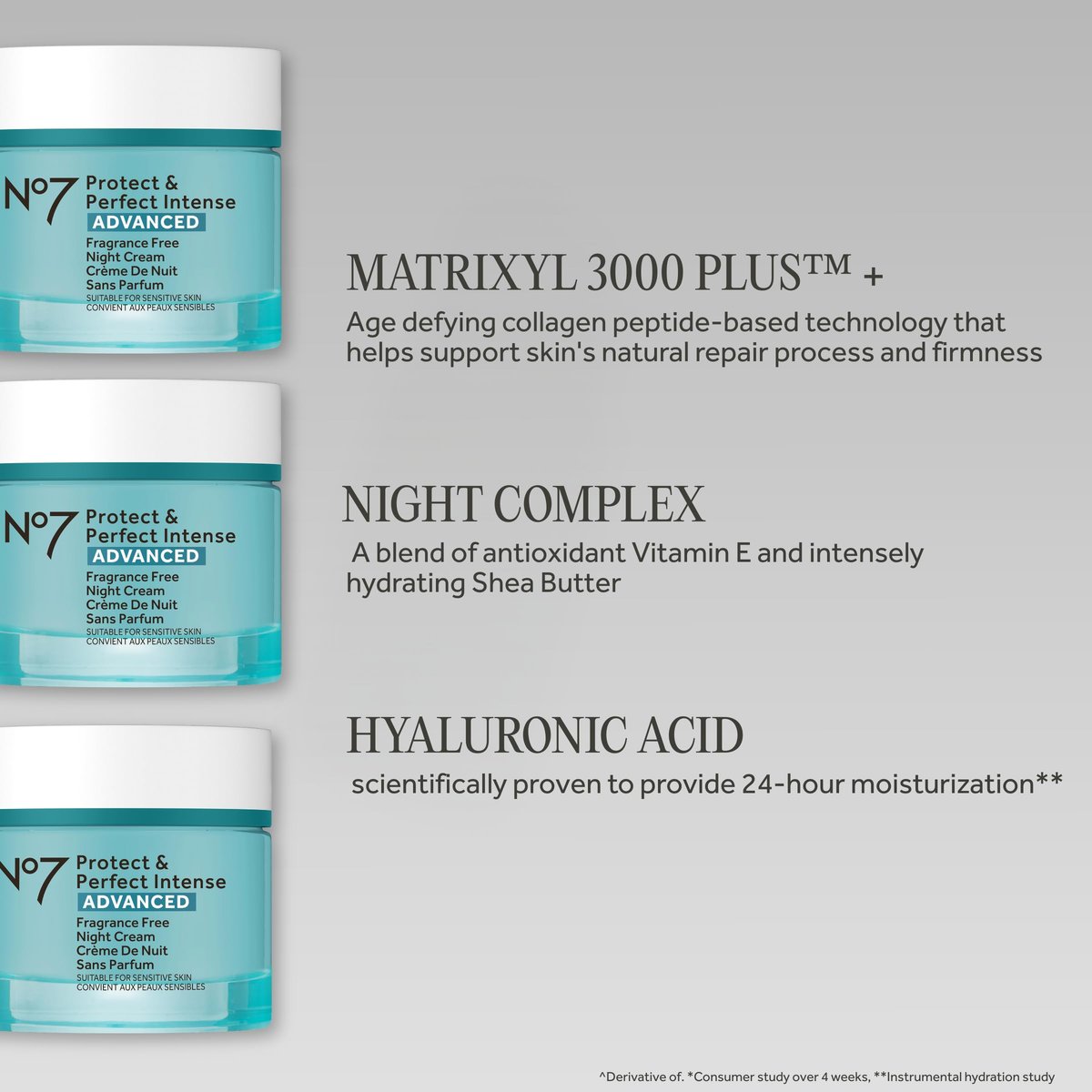 No7 Protect & Perfect Intense Advanced Night Cream Fragrance Free - Vitamin E & Shea Butter Face Cream - Fine Line Reducing Moisturizer with Collagen Peptide Technology (1.69 fl oz) - görsel 5
