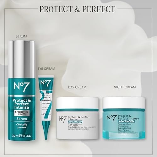 No7 Protect & Perfect Intense Advanced Night Cream Fragrance Free - Vitamin E & Shea Butter Face Cream - Fine Line Reducing Moisturizer with Collagen Peptide Technology (1.69 fl oz) - görsel 12