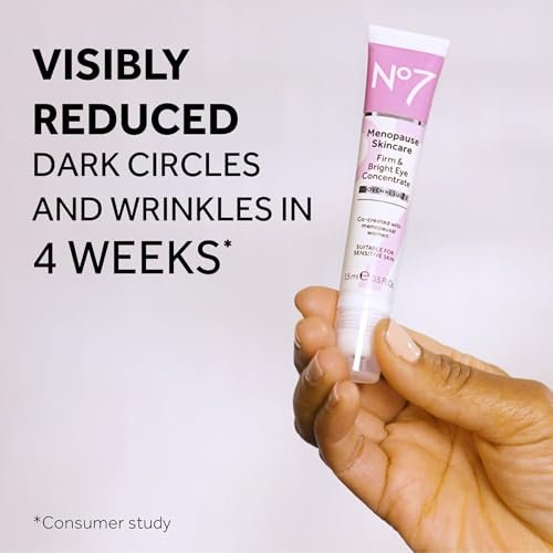 No7 Menopause Skincare Firm & Bright Eye Concentrate - Revitalizing Eye Cream for Dark Circles, Wrinkles & Under Eye Puffiness - Cooling Roller for Tired Eyes (15 ml) Avelisse