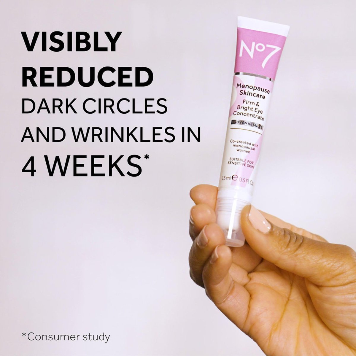 No7 Menopause Skincare Firm & Bright Eye Concentrate - Revitalizing Eye Cream for Dark Circles, Wrinkles & Under Eye Puffiness - Cooling Roller for Tired Eyes (15 ml) Avelisse