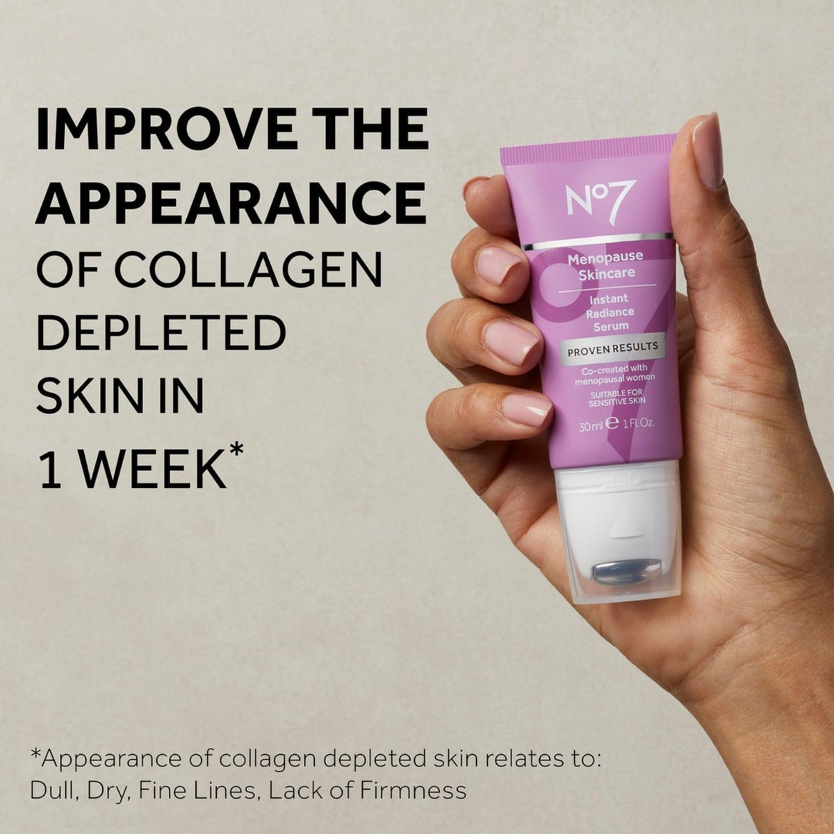 No7 Menopause Skincare Instant Radiance Serum – Hydrating Facial Serum with Hyaluronic Acid + Collagen Peptides for Firmer, Healthier Looking Skin – With Cooling Applicator (30ml) - görsel 3