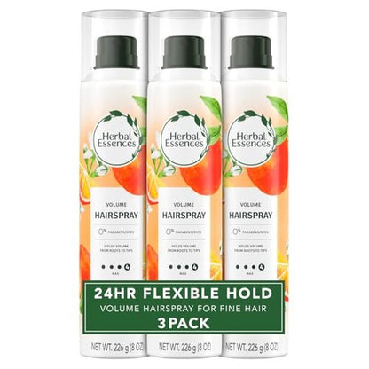 Herbal Essences Volumizing Hairspray, Strong Hold, Fresh Citrus Scent, Pack of 3 (24 oz Total) Avelisse