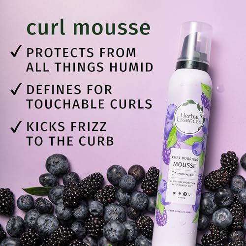 Herbal Essences Curl Boosting Mousse, Frizz Control for Curly & Wavy Hair, Long-Lasting Hold with Berry Scent, Paraben & Dye-Free, Cruelty-Free, 6.8 Fl Oz Each, 3 Pack Avelisse