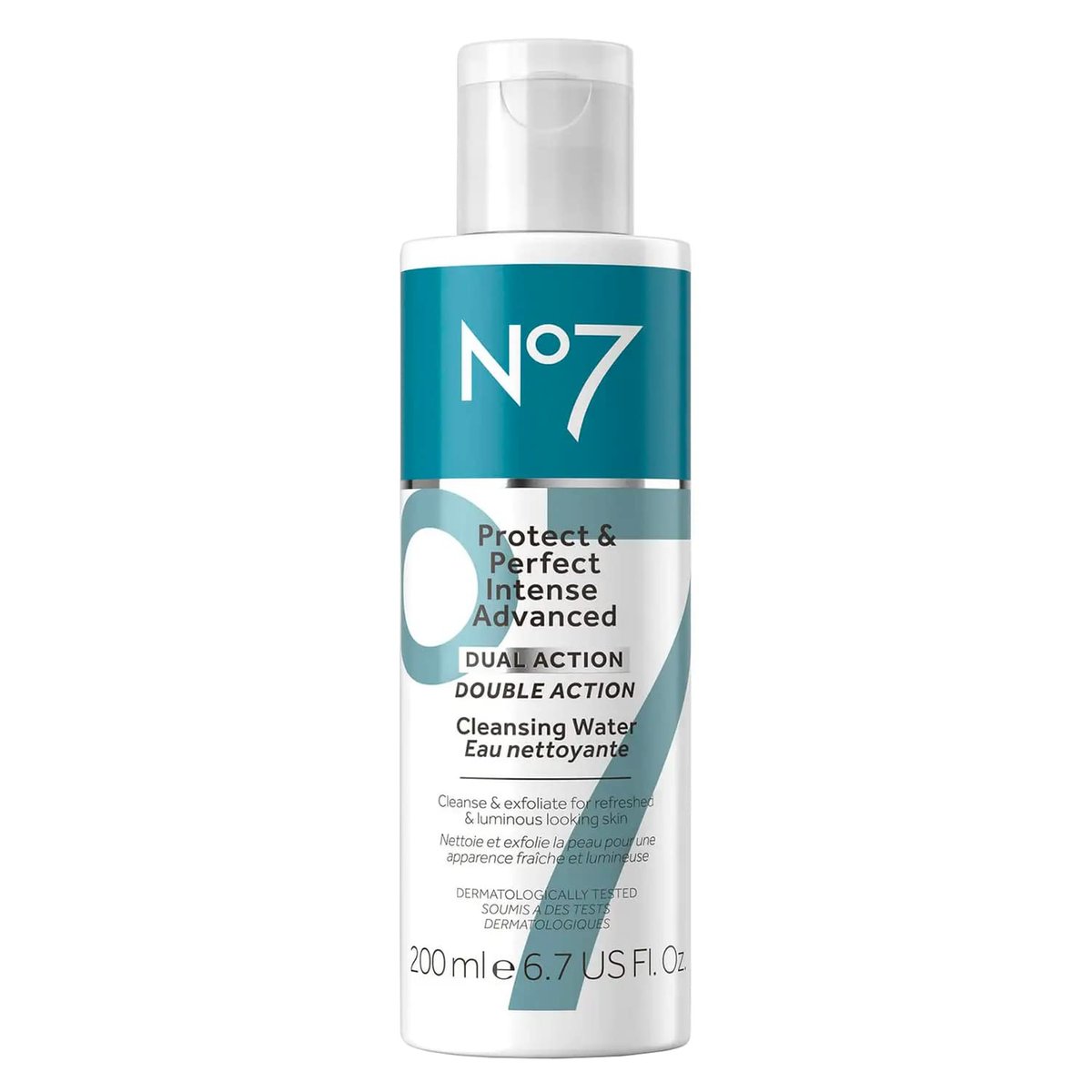 No7 Protect & Perfect Intense Advanced Cleansing Water - Dual Action Facial Cleanser + Makeup Remover - 6.7 oz - görsel 1