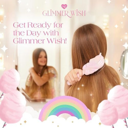 Glimmer Wish Unicorn Hair Detangler Brush for Kids – Gentle Soft Bristles for Tangle-Free Locks – Anti-Frizz & Anti-Static Hairbrush for Wet or Dry Use