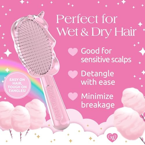 Glimmer Wish Unicorn Hair Detangler Brush for Kids – Gentle Soft Bristles for Tangle-Free Locks – Anti-Frizz & Anti-Static Hairbrush for Wet or Dry Use - görsel 6