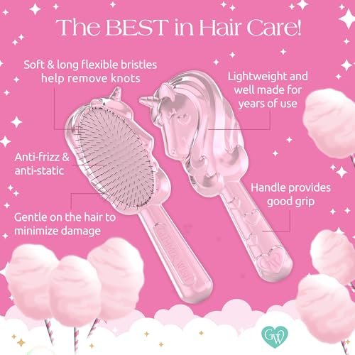 Glimmer Wish Unicorn Hair Detangler Brush for Kids – Gentle Soft Bristles for Tangle-Free Locks – Anti-Frizz & Anti-Static Hairbrush for Wet or Dry Use - görsel 8
