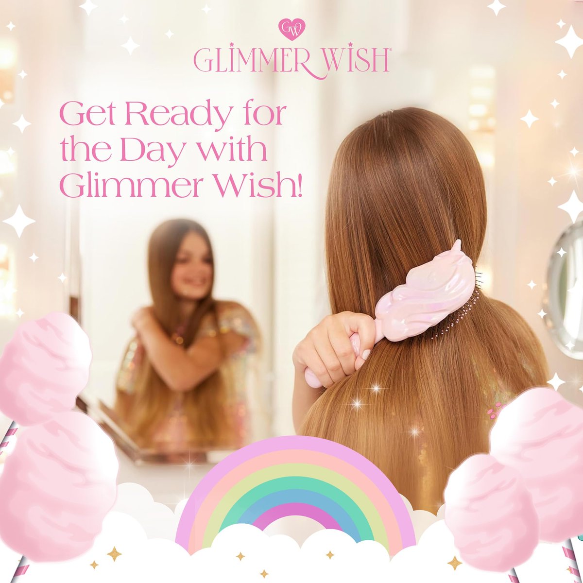 Glimmer Wish Unicorn Hair Detangler Brush for Kids – Gentle Soft Bristles for Tangle-Free Locks – Anti-Frizz & Anti-Static Hairbrush for Wet or Dry Use - görsel 13