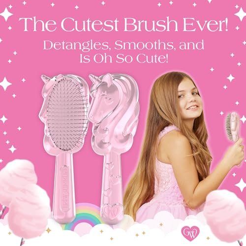 Glimmer Wish Unicorn Hair Detangler Brush for Kids – Gentle Soft Bristles for Tangle-Free Locks – Anti-Frizz & Anti-Static Hairbrush for Wet or Dry Use - görsel 10