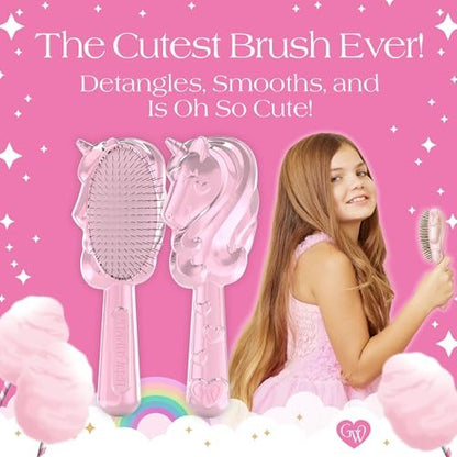 Glimmer Wish Unicorn Hair Detangler Brush for Kids – Gentle Soft Bristles for Tangle-Free Locks – Anti-Frizz & Anti-Static Hairbrush for Wet or Dry Use