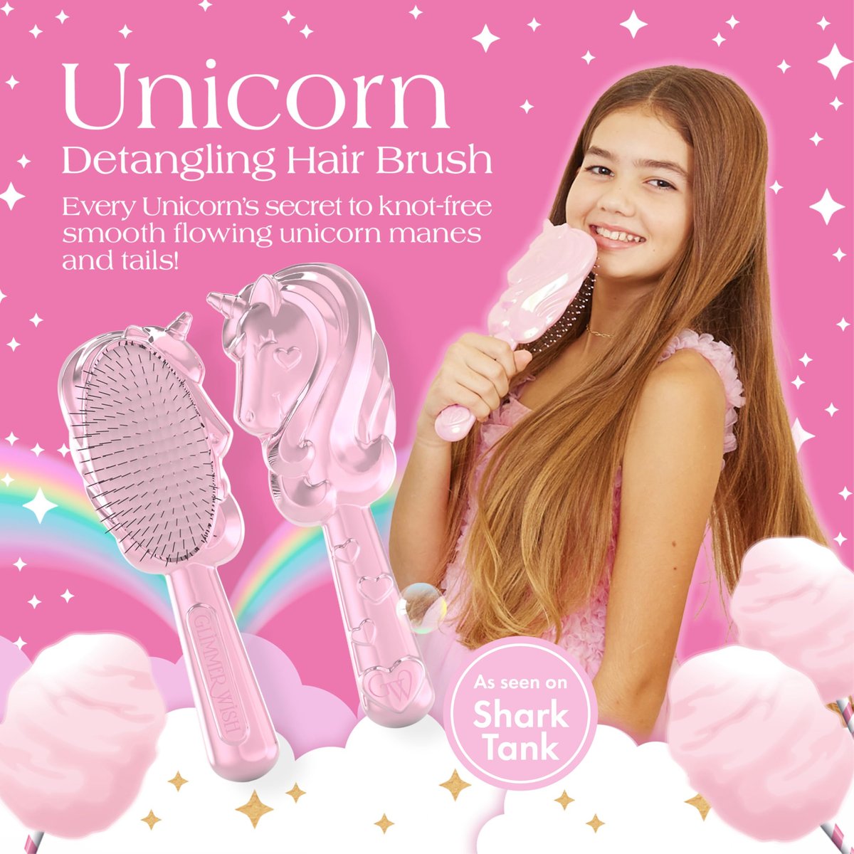 Glimmer Wish Unicorn Hair Detangler Brush for Kids – Gentle Soft Bristles for Tangle-Free Locks – Anti-Frizz & Anti-Static Hairbrush for Wet or Dry Use - görsel 3