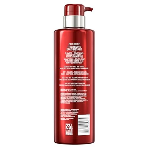 Old Spice Men's Thickening 2-in-1 Shampoo and Conditioner with Biotin and Invigorating Menthol, 17.9 oz Avelisse