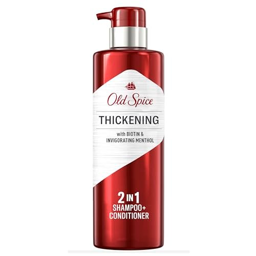 Old Spice Men's Thickening 2-in-1 Shampoo and Conditioner with Biotin and Invigorating Menthol, 17.9 oz Avelisse