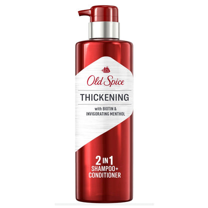 Old Spice Men's Thickening 2-in-1 Shampoo and Conditioner with Biotin and Invigorating Menthol, 17.9 oz Avelisse