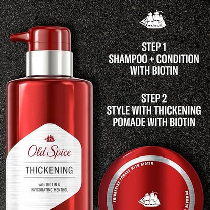 Old Spice Men's Thickening 2-in-1 Shampoo and Conditioner with Biotin and Invigorating Menthol, 17.9 oz Avelisse