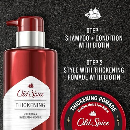Old Spice Men's Hair Thickening Pomade - Medium Hold, Low Shine, 2.22 oz