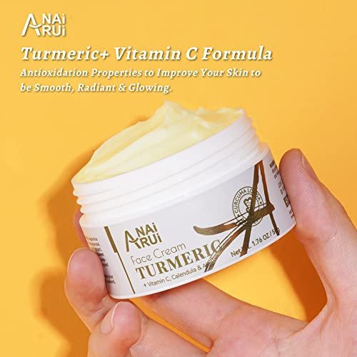 ANAI RUI Turmeric Face Cream with Vitamin C – Hydrating, Firming & Brightening Moisturizer for Dark Spots & Dry Skin (1.76 oz) - görsel 16