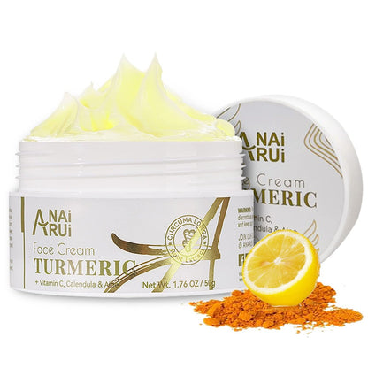 ANAI RUI Turmeric Face Cream with Vitamin C – Hydrating, Firming & Brightening Moisturizer for Dark Spots & Dry Skin (1.76 oz)