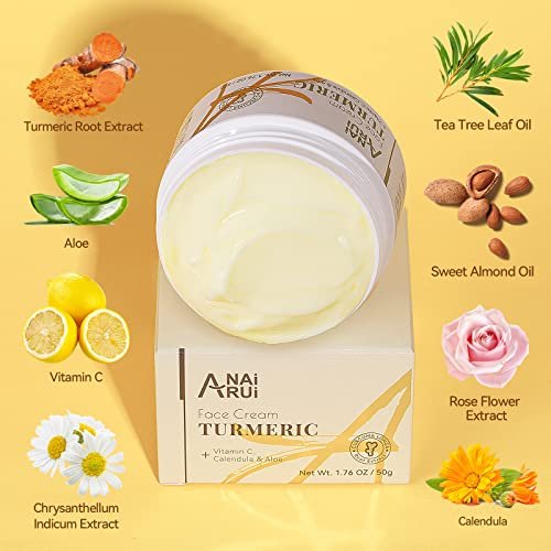 ANAI RUI Turmeric Face Cream with Vitamin C – Hydrating, Firming & Brightening Moisturizer for Dark Spots & Dry Skin (1.76 oz) - görsel 14