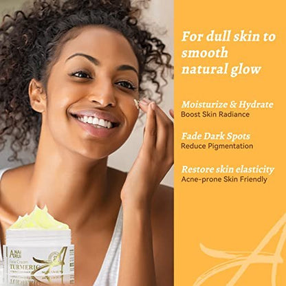 ANAI RUI Turmeric Face Cream with Vitamin C – Hydrating, Firming & Brightening Moisturizer for Dark Spots & Dry Skin (1.76 oz)
