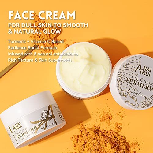 ANAI RUI Turmeric Face Cream with Vitamin C – Hydrating, Firming & Brightening Moisturizer for Dark Spots & Dry Skin (1.76 oz) - görsel 10
