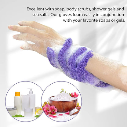 Evridwear Exfoliating Glove – Purple Deep Exfoliation for Dry & Sensitive Skin with Hanging Loop