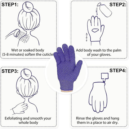 Evridwear Exfoliating Glove – Purple Deep Exfoliation for Dry & Sensitive Skin with Hanging Loop