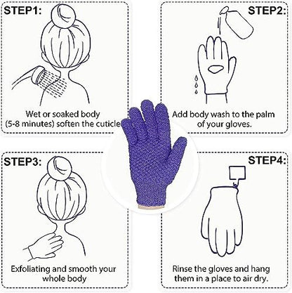 Evridwear Exfoliating Glove – Purple Deep Exfoliation for Dry & Sensitive Skin with Hanging Loop