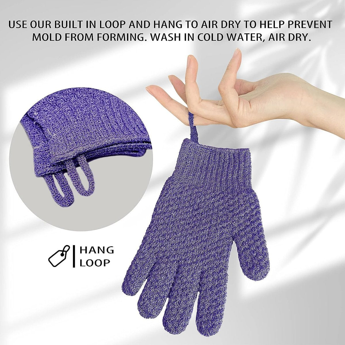Evridwear Exfoliating Glove – Purple Deep Exfoliation for Dry & Sensitive Skin with Hanging Loop - görsel 14
