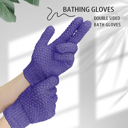 Evridwear Exfoliating Glove – Purple Deep Exfoliation for Dry & Sensitive Skin with Hanging Loop