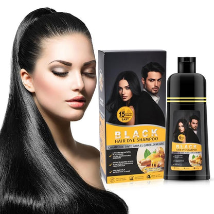 Gegong 500ml Ginger Black Hair Shampoo - Fast Semi-Permanent Hair Color Dye, 2-in-1 Nourishing Shampoo Lasts 30 Days, 5-Minute Application