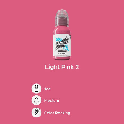 World Famous Tattoo Ink Limitless - Light Pink 2 - Professional Vegan & Non-Toxic Tattoo Ink (1 oz) Avelisse