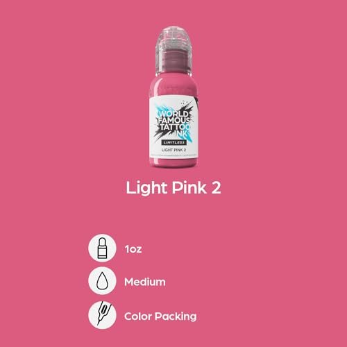 World Famous Tattoo Ink Limitless - Light Pink 2 - Professional Vegan & Non-Toxic Tattoo Ink (1 oz) Avelisse