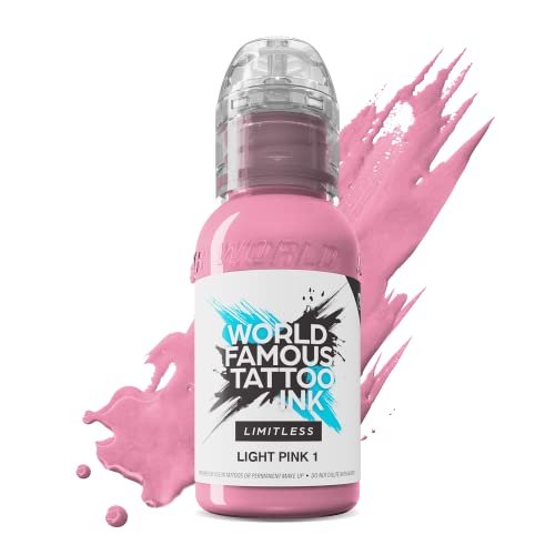World Famous Tattoo Ink Limitless - Light Pink 1 oz - Professional Vegan & Non-Toxic Tattoo Ink - görsel 2