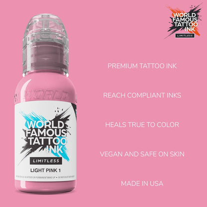 World Famous Tattoo Ink Limitless - Light Pink 1 oz - Professional Vegan & Non-Toxic Tattoo Ink