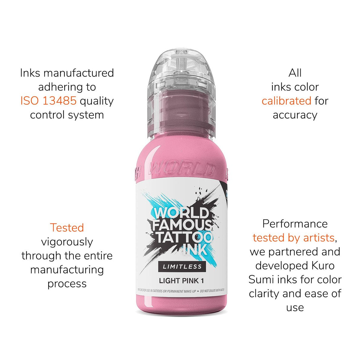 World Famous Tattoo Ink Limitless - Light Pink 1 oz - Professional Vegan & Non-Toxic Tattoo Ink - görsel 11