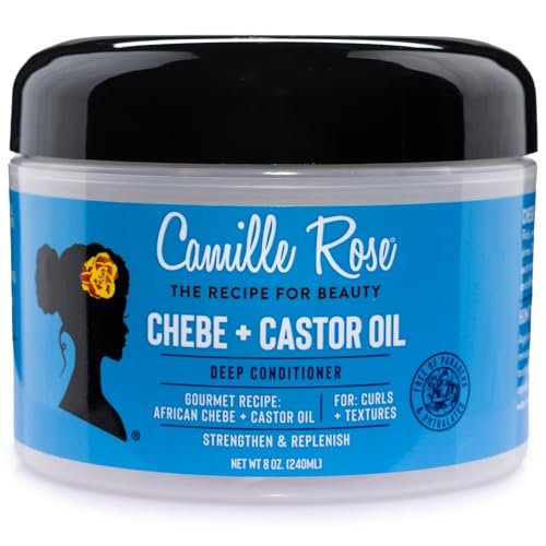 Camille Rose Black Castor Oil + Chebe Deep Conditioner for Dry, Damaged Hair – Strengthen & Replenish Moisture, Revitalize Textured, Curly Hair, 8 Oz Avelisse