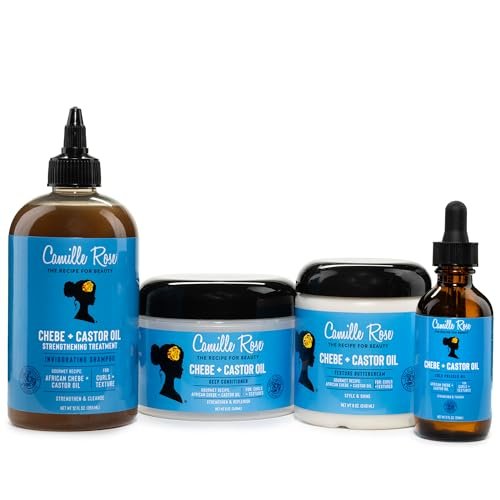 Camille Rose Black Castor Oil + Chebe Deep Conditioner for Dry, Damaged Hair – Strengthen & Replenish Moisture, Revitalize Textured, Curly Hair, 8 Oz Avelisse