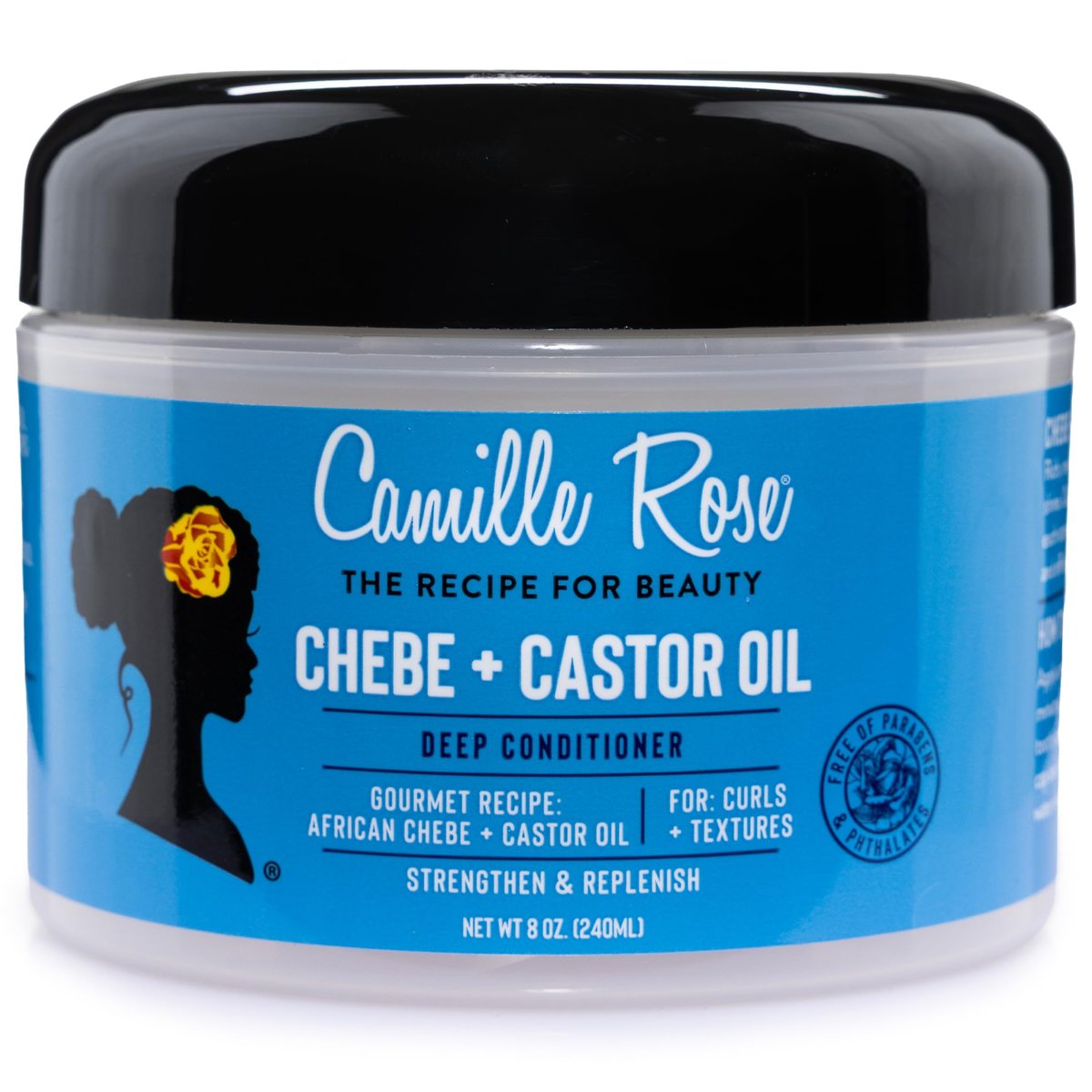 Camille Rose Black Castor Oil + Chebe Deep Conditioner for Dry, Damaged Hair – Strengthen & Replenish Moisture, Revitalize Textured, Curly Hair, 8 Oz Avelisse