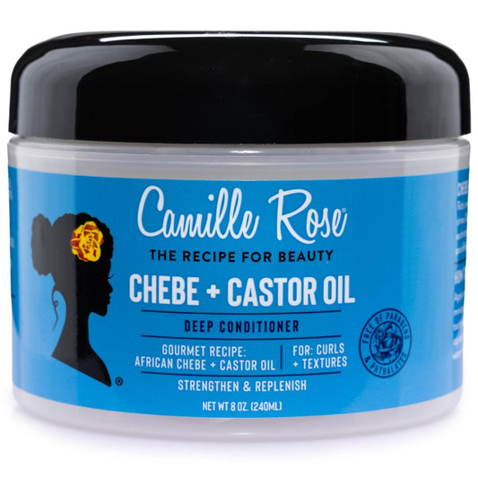 Camille Rose Black Castor Oil + Chebe Deep Conditioner for Dry, Damaged Hair – Strengthen & Replenish Moisture, Revitalize Textured, Curly Hair, 8 Oz Avelisse