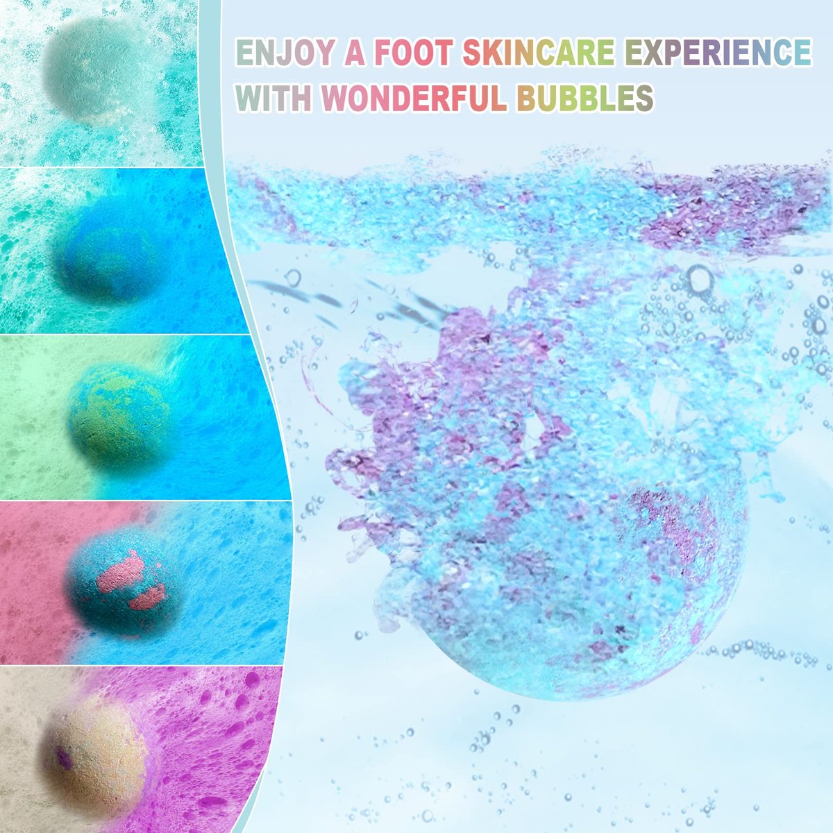 HOSPAN Organic Foot Bath Bombs Gift Set - 12 Handmade Essential Oil Foot Soaks for Sore, Tired Feet - Lavender Avelisse