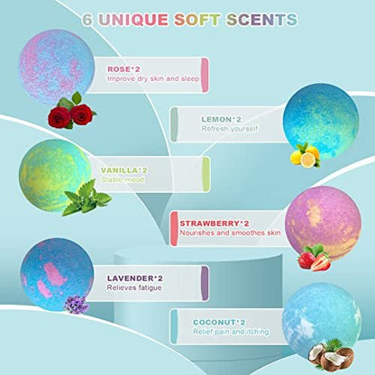 HOSPAN Organic Foot Bath Bombs Gift Set - 12 Handmade Essential Oil Foot Soaks for Sore, Tired Feet - Lavender Avelisse