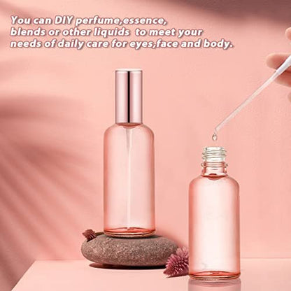 DMuuuDM 6 Pack 3.4 oz Pink Glass Spray Bottles – Empty Perfume Fine Mist Atomizer, Refillable Travel Liquid Holder for Essential Oils, Body Sprays, Cleaning Products (Rose-Golden Sprayer) Avelisse