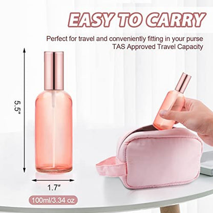DMuuuDM 6 Pack 3.4 oz Pink Glass Spray Bottles – Empty Perfume Fine Mist Atomizer, Refillable Travel Liquid Holder for Essential Oils, Body Sprays, Cleaning Products (Rose-Golden Sprayer) Avelisse