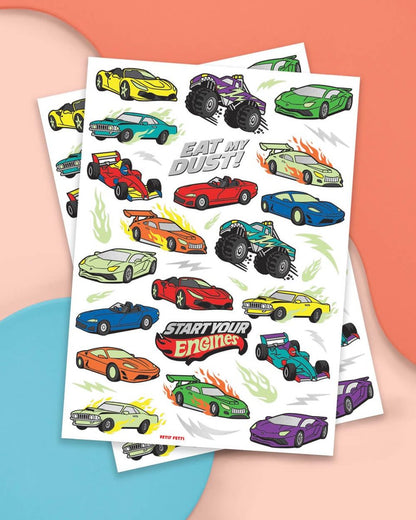 xo, Fetti Cars Glow in the Dark Temporary Tattoos - 42 Piece Monster Truck Party Favors for Kids