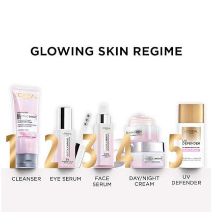 L'Oreal Paris Glycolic Bright Glowing Night Cream, 15ml – Overnight Brightening Cream with Glycolic Acid to Minimize Spots & Reveal Glowing Skin